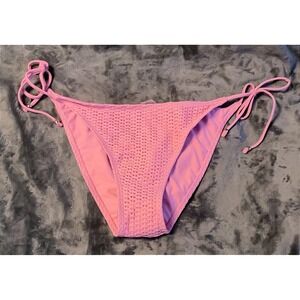 Power 2 The Flower Pink Crochet Side Tie Bikini‎ Bottoms XL